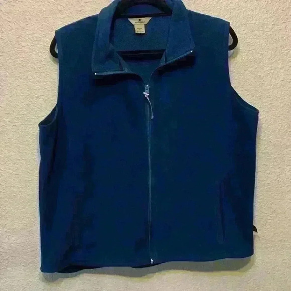 Woolrich navy fleece vest sz XL hiking outdoor running camping backpacking - Picture 1 of 9